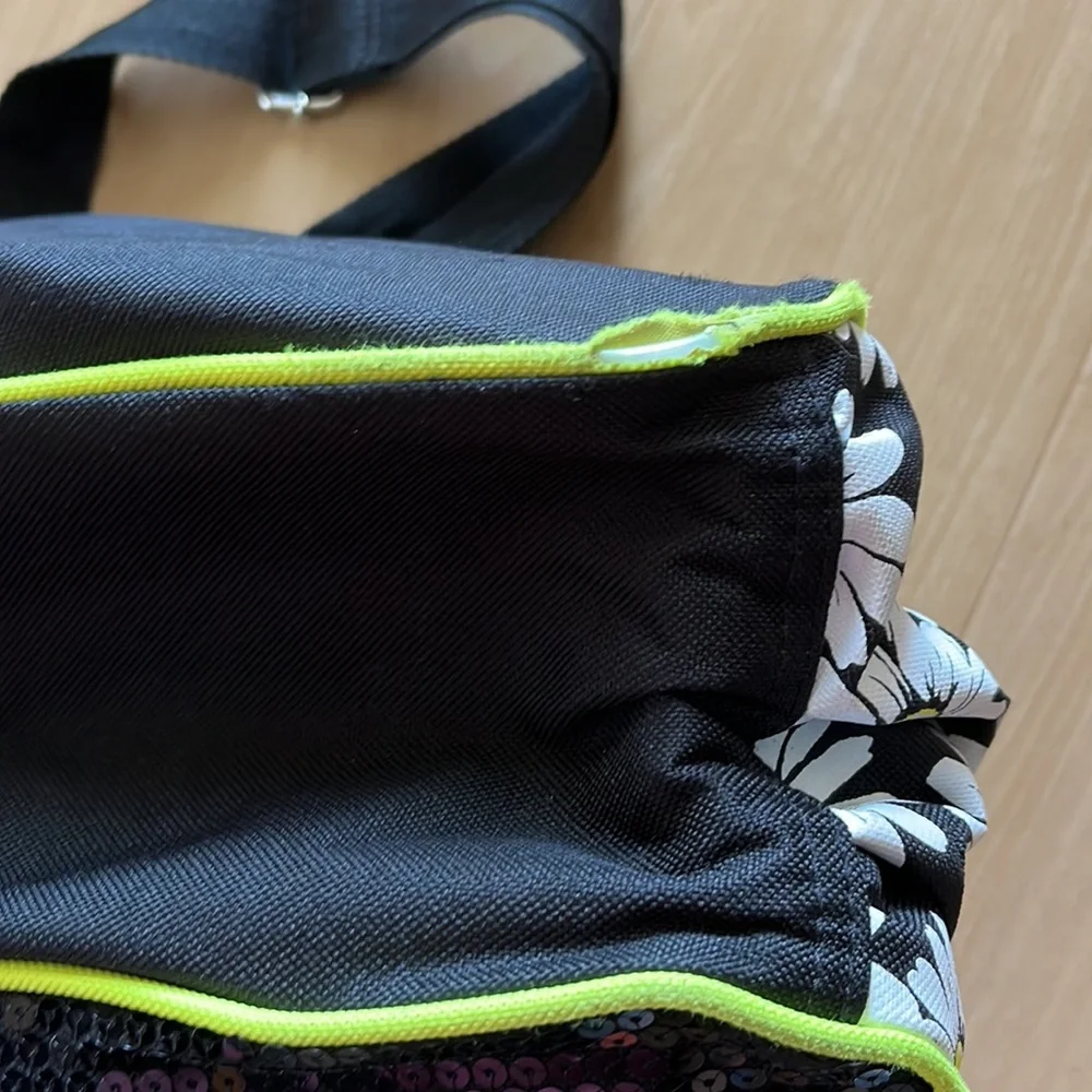JUSTICE “JUST BE YOU” SEQUIN COMPUTER SCHOOL BAG BLACK YELLOW